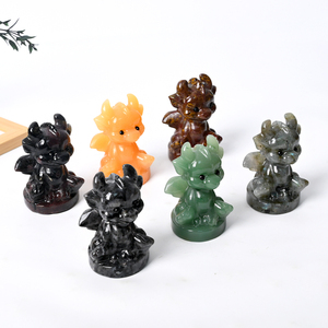 Vente en gros de sculptures de dragons assis en matériaux variés pour la décoration de cristaux - Product Image 3