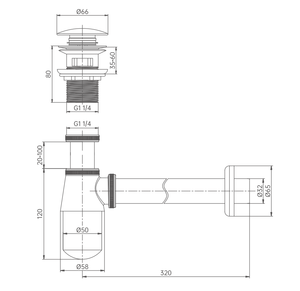 Kit Completo <span class=keywords><strong>Sifone</strong></span> <span class=keywords><strong>a</strong></span> Bottiglia <span class=keywords><strong>con</strong></span> Valvola Pop-up in Ottone Cromato per Lavabo, Set Scarico per Progetti Alberghieri e Acquirenti al Dettaglio - Product Image 2