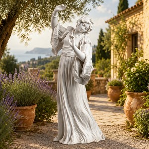 Sculpture personnalisée en marbre Melpomène - Muse Tragique - Figurine classique sur mesure de la Tristesse avec manches bouffantes pour intérieurs de luxe - Product Image 4