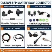 Kit de connecteurs étanches 5 broches fil-fil IP67 scellés pour extension de câble extérieur