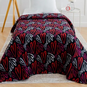 Tốt nhất Valentine của ngày vài món quà trái tim kẻ sọc sọc Nap MANTA 100% <span class=keywords><strong>polyester</strong></span> mềm màu đỏ cực Fleece lót chăn cao dệt kim - Product Image 3