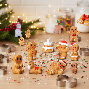 Miniature DIY en résine de bonhomme en pain d'épices, ornements de <span class=keywords><strong>jardin</strong></span> animaux, porte-clés, décoration féerique de Noël, boîte surprise, Thanksgiving - Product Image 1