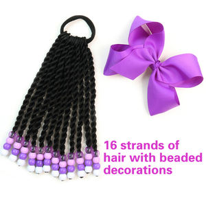 Estensione Coda di Cavallo Dreadlocks Intrecciati da 8 Pollici per Bambine <span class=keywords><strong>con</strong></span> Perline e Fiocco in Gomma - Product Image 4