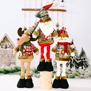 Navidad <span class=keywords><strong>Noel</strong></span> décor à la maison noël rétro neige <span class=keywords><strong>Plaid</strong></span> poupée rétractable jouets en peluche fournitures maison hôtel centre commercial poupée de noël - Product Image 2