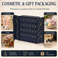 Boîte de calendrier de l'avent rigide de luxe personnalisée en carton recyclé, impression quadricolore, emballage cadeau pour cosmétiques, compte à rebours de Noël