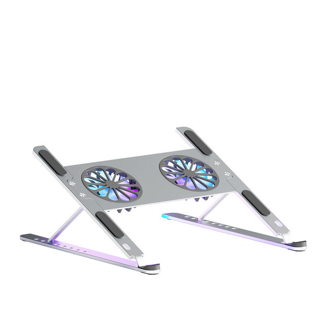RGB 8 Level Adjustable Cooling Bracket Computer Riser Foldable Tablet Stand Aluminium Ergonomic Laptop Cooling Pad Laptop Stand
