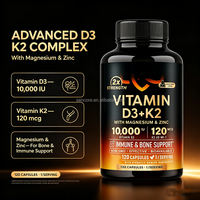 Capsules de supplément de vitamine D3 K2 MK7 avec magnésium et zinc pour la santé des os et du système immunitaire, sans OGM