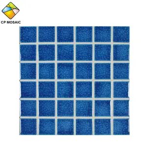 Mosaico de cerámica con grietas de hielo azul egipcio para piscina, 48x48mm, precio de venta
