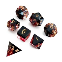 Lot de dés polyédriques carrés en résine rouge et noire de qualité supérieure, à bords vifs, 1 pièce avec lettrage doré pour D&D