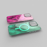 IMD casing ponsel lapisan ganda keren, casing ponsel magnetik pola cangkang mutiara Aurora untuk iPhone 16 15 14 13 12 Pro Max Plus