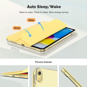 Funda Delgada y Suave de TPU Translúcida Esmerilada para iPad 11.ª Generación (2025) y 10.ª Generación (<span class=keywords><strong>2022</strong></span>) con Activación/Desactivación Automática, Amarillo Claro - Product Image 2