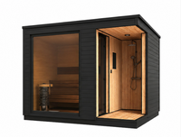 Salles de sauna élégantes et luxueuses en cèdre rouge canadien avec verre trempé panoramique et commande intelligente pour le bien-être en intérieur