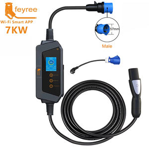 Chargeur de voiture électrique portable Feyree NACS 7kW 32A monophasé 110V avec adaptateur, contrôle intelligent par application WiFi et écran LCD - Product Image 1