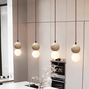 Lampe suspendue en pierre naturelle jaune, LED, hauteur réglable, luminaire pour la maison - Product Image 3