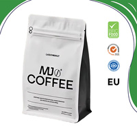 Sac d'emballage personnalisé pour grains de café, pochette à fond plat avec valve unidirectionnelle, fermeture éclair refermable pour grains de café torréfiés