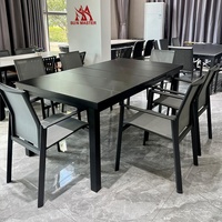 Meubles de jardin modernes table à rallonge ensemble transformateur restaurant café verre table à manger extensible pour l'extérieur