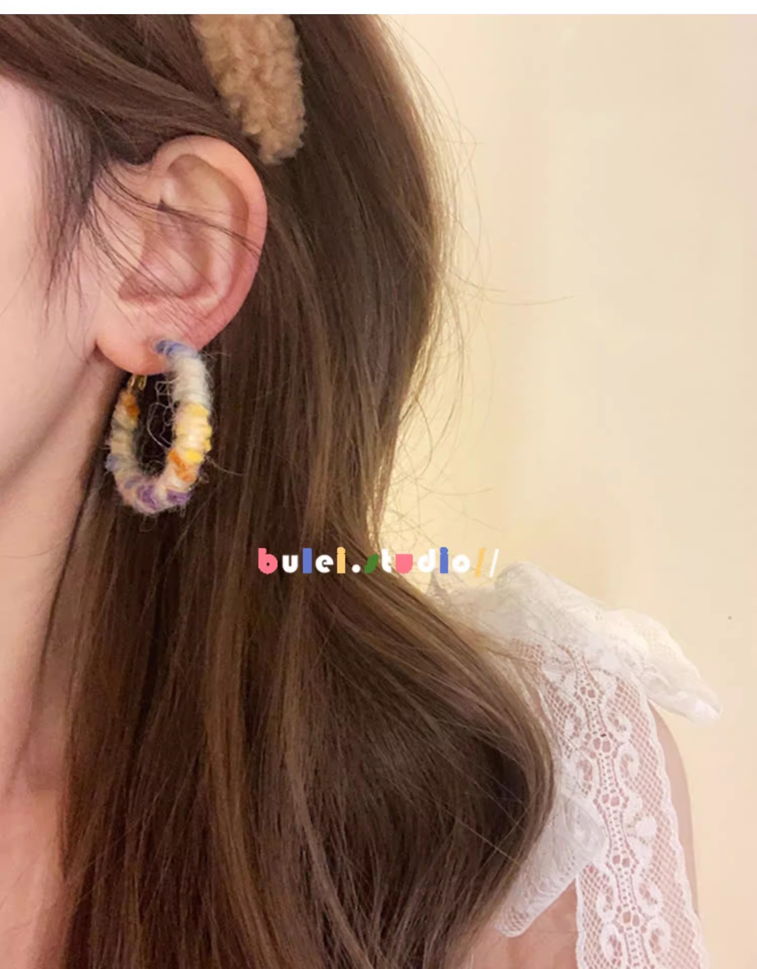 A1423 couleur [automne et hiver floqué boucles d'oreilles]