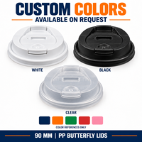 Couvre-gobelets en PP 90 mm, couvercles jetables pour gobelets en papier et en plastique, couvercles à boisson moulés par injection en forme de papillon