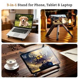 NOVISON New Multifunctional Magnetic Phone Holder Portable Aluminum Alloy <b>Desktop</b> Laptop <b>Stand</b> Foldable for Travel - Product Image 4