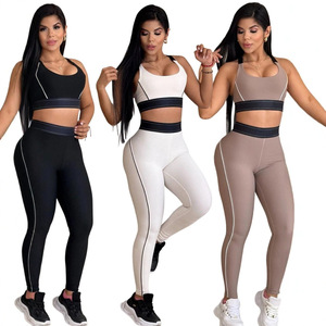 Conjunto de Yoga con Cuello Redondo, Sin Mangas, Largo, de Spandex y Nailon, Cintura Alta, Ropa Deportiva - Product Image 6