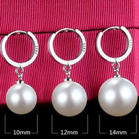Boucles d'oreilles clips en argent sterling 925 authentique avec perles d'eau douce, plaquées rhodium, anti-allergie, tendance pour femme, cadeau idéal pour fiançailles et soirées