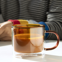 Tasse à Café en Verre de Luxe Résistant à la Chaleur, Verre Coloré, pour Thé et Lait