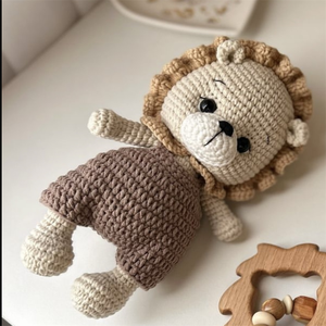 مجموعة هدايا للأطفال حديثي الولادة 2024 دمية أسد كروشيه لعبة دمية أسد أميجورومي شخير لحديثي الولادة - Product Image 4