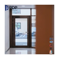 PDP Puerta de madera revestida de aluminio, puerta abatible exterior de triple vidrio de madera maciza de roble, recién llegada