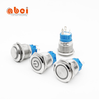 Interruptor de botón de metal de acero inoxidable, anillo de alimentación tipo LED luminoso, 19MM, con conector de cable