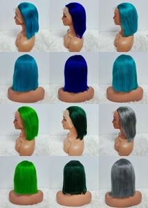 โปรโมชั่น $28 $29 $30 วิกผมบ๊อบตรงสีธรรมชาติ 13x4 ผมแท้สีเทา ชมพู ฟ้า เขียว บราซิลเลียน 10 นิ้ว วิกผมเรมี่ - Product Image 5