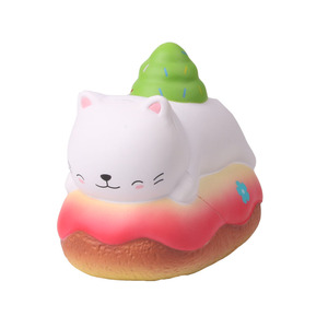 Cartoon Cat On Cake <b>Squishy</b> Toy TPE Stress Relief Fidget Toy For Kids Unisex 5 To 7 Years - Product Image 1