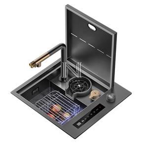4542 nuova tecnologia singolo Nano nero nascosto digitale intelligente lavello da <span class=keywords><strong>cucina</strong></span> 45x42cm fatto a mano compatibilità lavastoviglie Undermount - Product Image 1