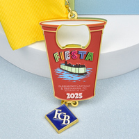 Médaille personnalisée en alliage de zinc, style Fiesta, en émail souple, en métal, pour récompense, souvenir de festival, avec ruban