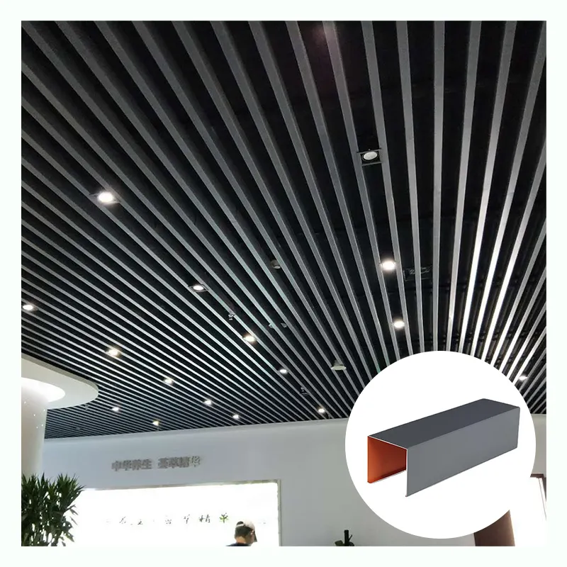 Nouveau design U forme aluminium déflecteur bois plafond décoration Offre Spéciale