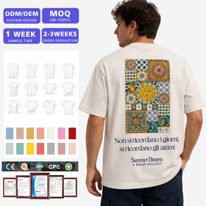 เสื้อยืดลายกราฟิกแบบกำหนดเอง แขนสั้นผู้ชาย ผ้าฝ้าย 100% ลายพิมพ์วินเทจ เสื้อยืดลำลองฤดูร้อน สตรีทแวร์ รับผลิตแบบ OEM ODM - Product Image 1