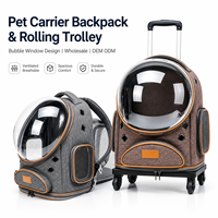 Sac à dos et chariot à roulettes pour animaux de compagnie avec fenêtre à bulles, pour chats et petits chiens, vente en gros, OEM ODM, transporteur de voyage personnalisé