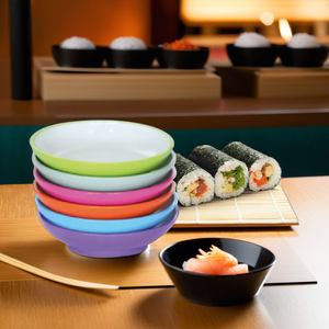 Ensemble de salle à manger de luxe en mélamine écologique Bol à sushi et tasse de 5 pouces disponibles en plusieurs couleurs au prix de gros - Product Image 1