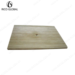 RICO GLOBAL Bac de douche rectangulaire en bois avec drain central, design rustique, installation au sol pour salle de bain - Product Image 2