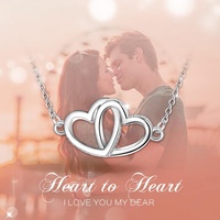 925 Sterling Silver Chinese Fashion Couple Heart Forever I love You Symbol Collier Pendentif