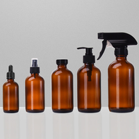 Luxe 1OZ 2OZ 4OZ 8OZ 16OZ Ambre Vide Boston Bouteille D'huile Essentielle Ronde Verre Cheveux Huile Flacons Compte-gouttes