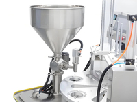 Machine de remplissage et d'emballage rotative de haute précision pour liquides, pâtes, granulés et poudres, pour verres à boisson, avec table de scellage intégrée, modèle très demandé