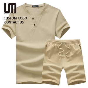 <span class=keywords><strong>Conjunto</strong></span> <span class=keywords><strong>de</strong></span> Traje <span class=keywords><strong>de</strong></span> Manga Corta <span class=keywords><strong>de</strong></span> <span class=keywords><strong>Lino</strong></span> y Algodón para <span class=keywords><strong>Hombre</strong></span> - Atuendo <span class=keywords><strong>de</strong></span> Verano Transpirable, Ropa Casual - Product Image 1