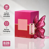Flacon de parfum vide avec design d'ailes de papillon 3D, 80 ml, flacon en verre cosmétique rose fantaisie pour l'emballage de parfum