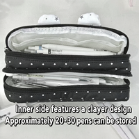 Trousse à crayons transparente grande capacité noire et blanche à motif étoile, mignonne, avec fermeture éclair, pour étudiants, rangement de papeterie, logo personnalisé, à pois
