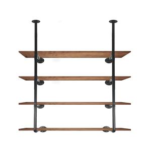 Support d'étagère métallique suspendu à 4 niveaux Étagères murales flottantes en <span class=keywords><strong>bois</strong></span> avec tuyau industriel - Product Image 2