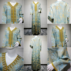 Abito Islamico <span class=keywords><strong>Aya</strong></span> 489 EID Ramadan per Donne, Ricamato in Jacquard, Vestito Musulmano Femminile Dubai - Product Image 6