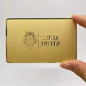 <span class=keywords><strong>Carte</strong></span> de visite personnalisée en acier inoxydable, plaqué or mat/brillant, logo gravé, texture brossée pour cadres - Product Image 4