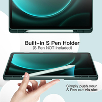 Étui pour tablette Samsung Galaxy Tab S9 FE/S9 FE Plus 12,4 pouces, étui de protection pliable en trois parties avec fente pour stylet