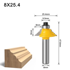 Fresa para molduras arquitectónicas de 8 mm con vástago, barras transversales convexas, para puertas de gabinetes, madera, CNC - Product Image 3