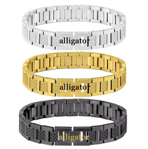 Factory 316 Stainless Steel Gold Plated Zircon Trendy Therapy <strong>Magnetic</strong> Couple <strong>Bracelet</strong> for <strong>Women</strong> Men OJ Brand - Product Image 1